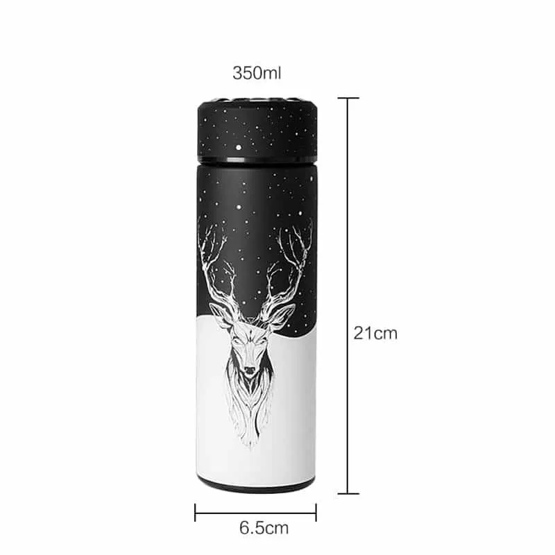 Nordic Style Deer Print Straight Cup Insulated Thermos