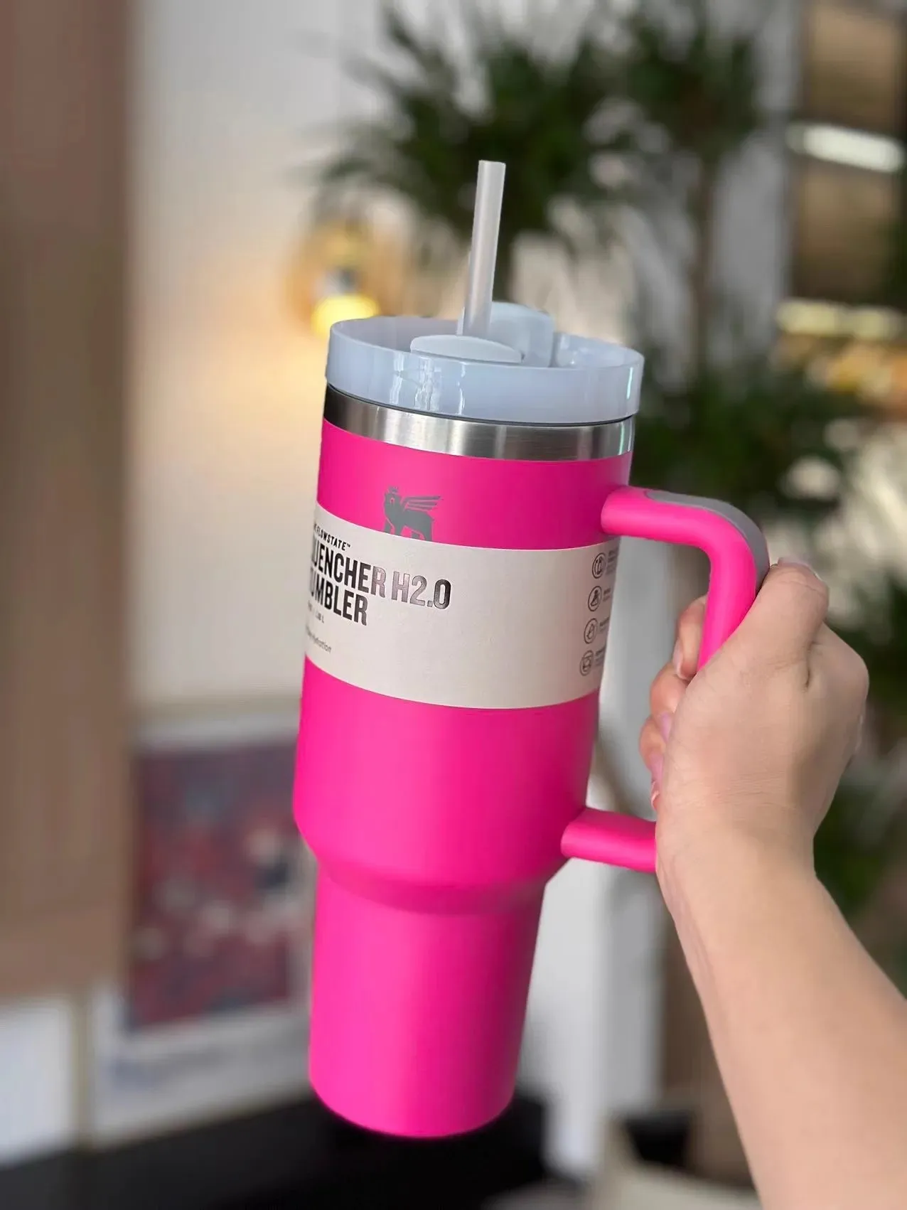 Original Stanley Quencher 2.0  Stainless Steel Vacuum Insulated Tumbler with Lid and Straw 40oz Thermal Travel Mug Coffee Hot Cup