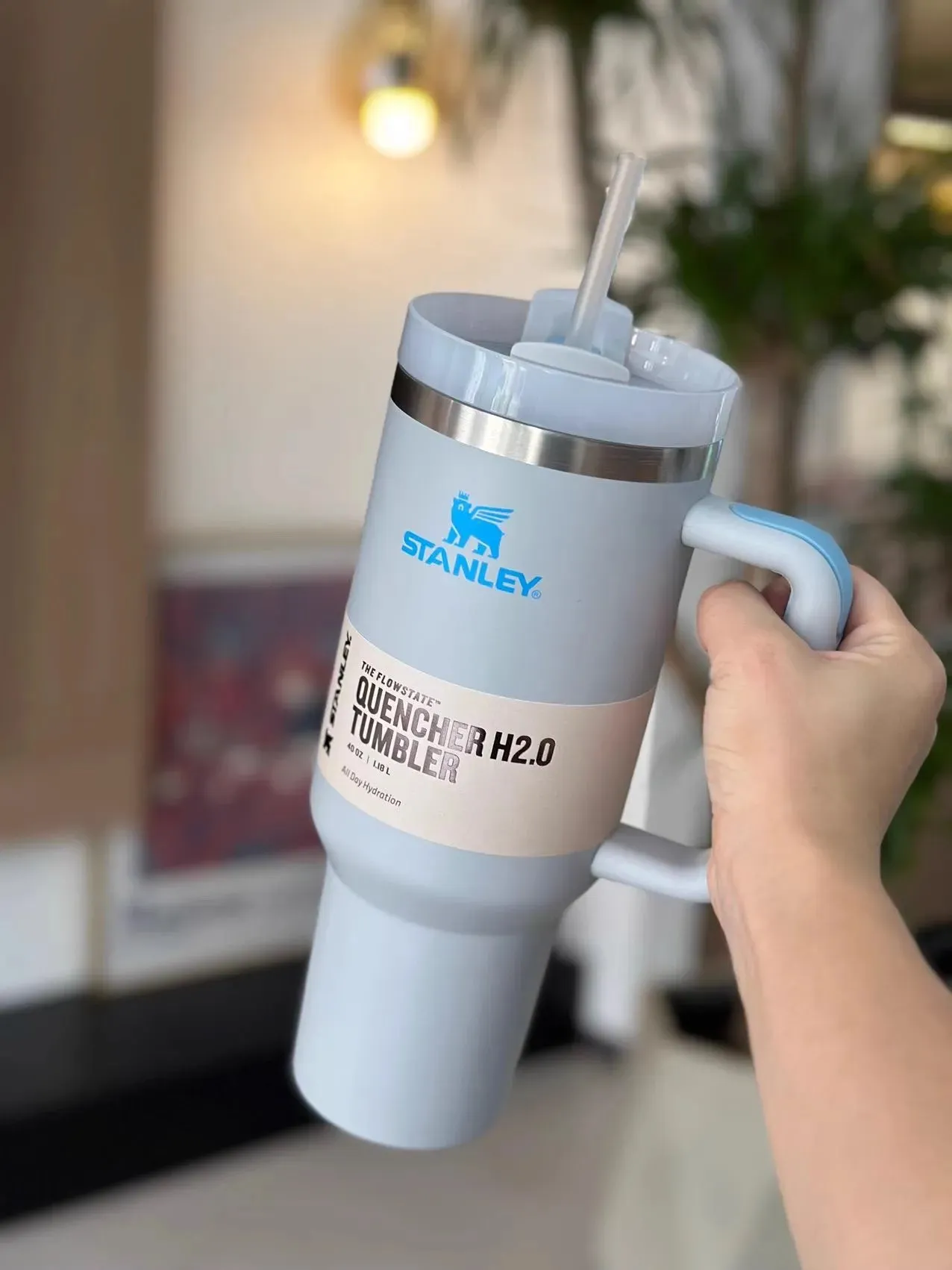 Original Stanley Quencher 2.0  Stainless Steel Vacuum Insulated Tumbler with Lid and Straw 40oz Thermal Travel Mug Coffee Hot Cup
