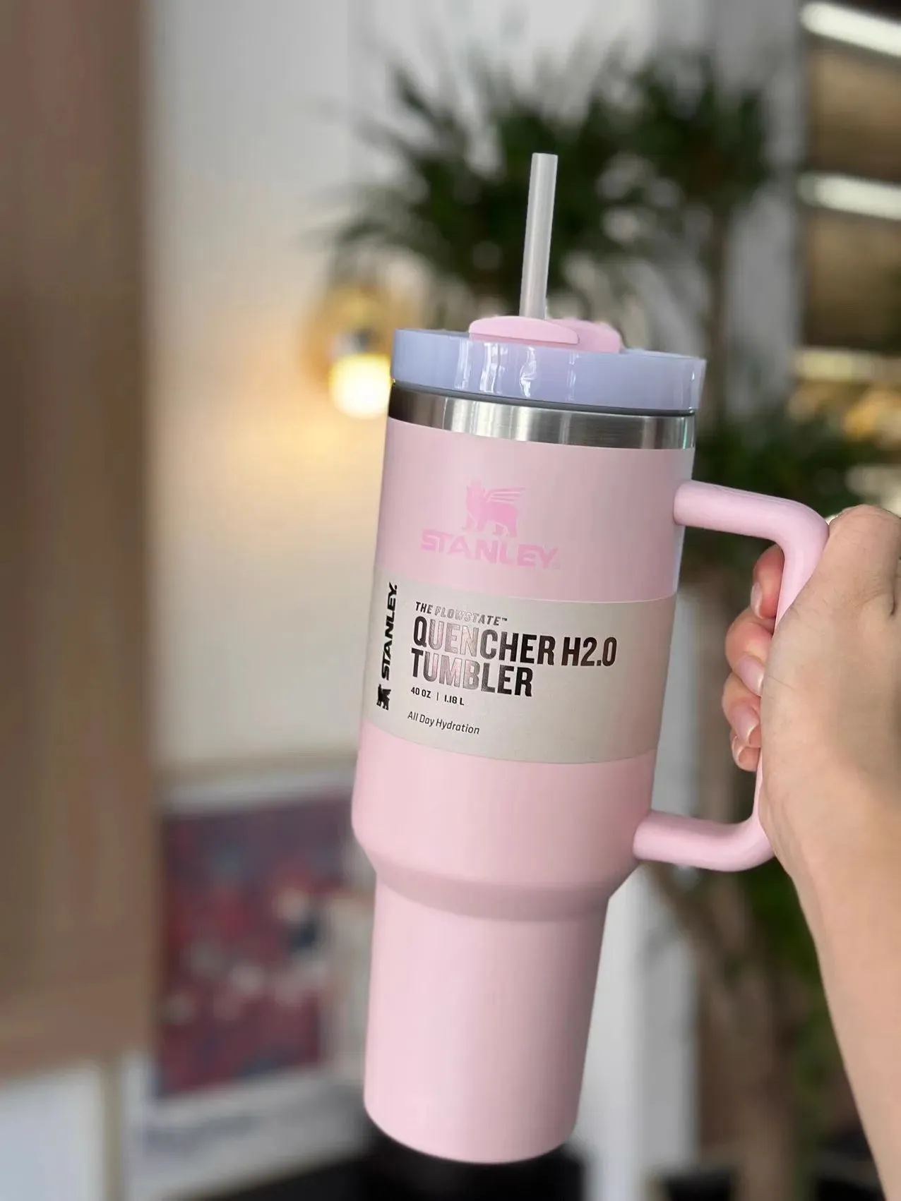 Original Stanley Quencher 2.0  Stainless Steel Vacuum Insulated Tumbler with Lid and Straw 40oz Thermal Travel Mug Coffee Hot Cup