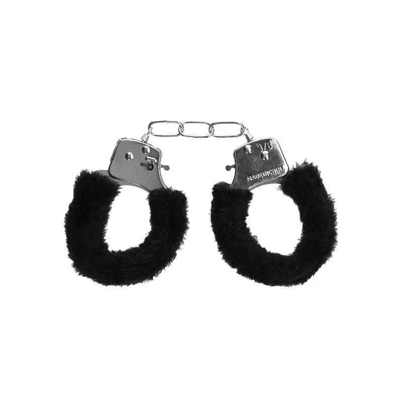 OUCH!  & White Beginner's Furry Hand Cuffs