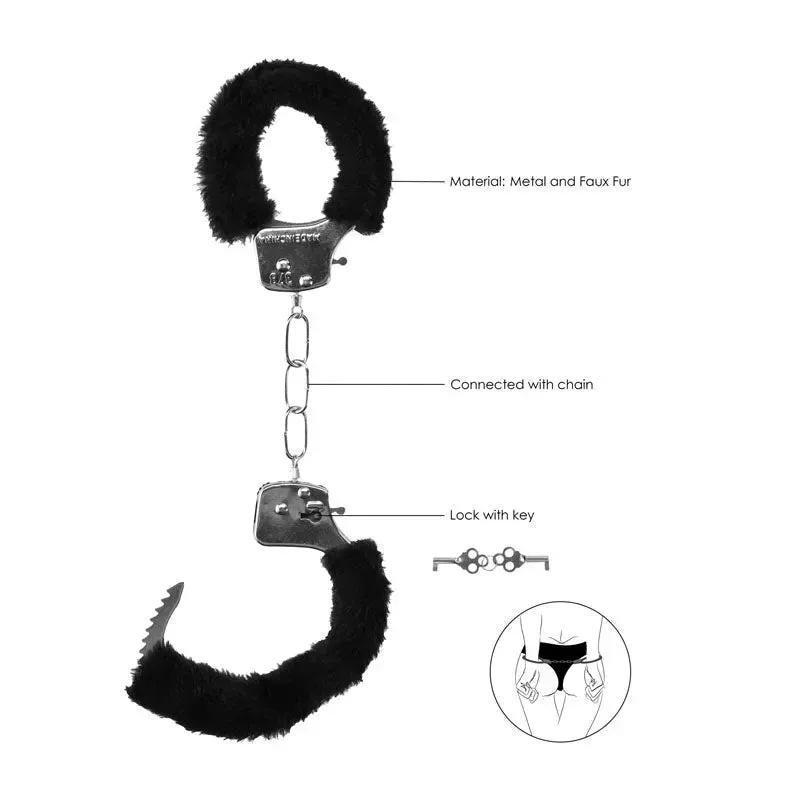OUCH!  & White Beginner's Furry Hand Cuffs