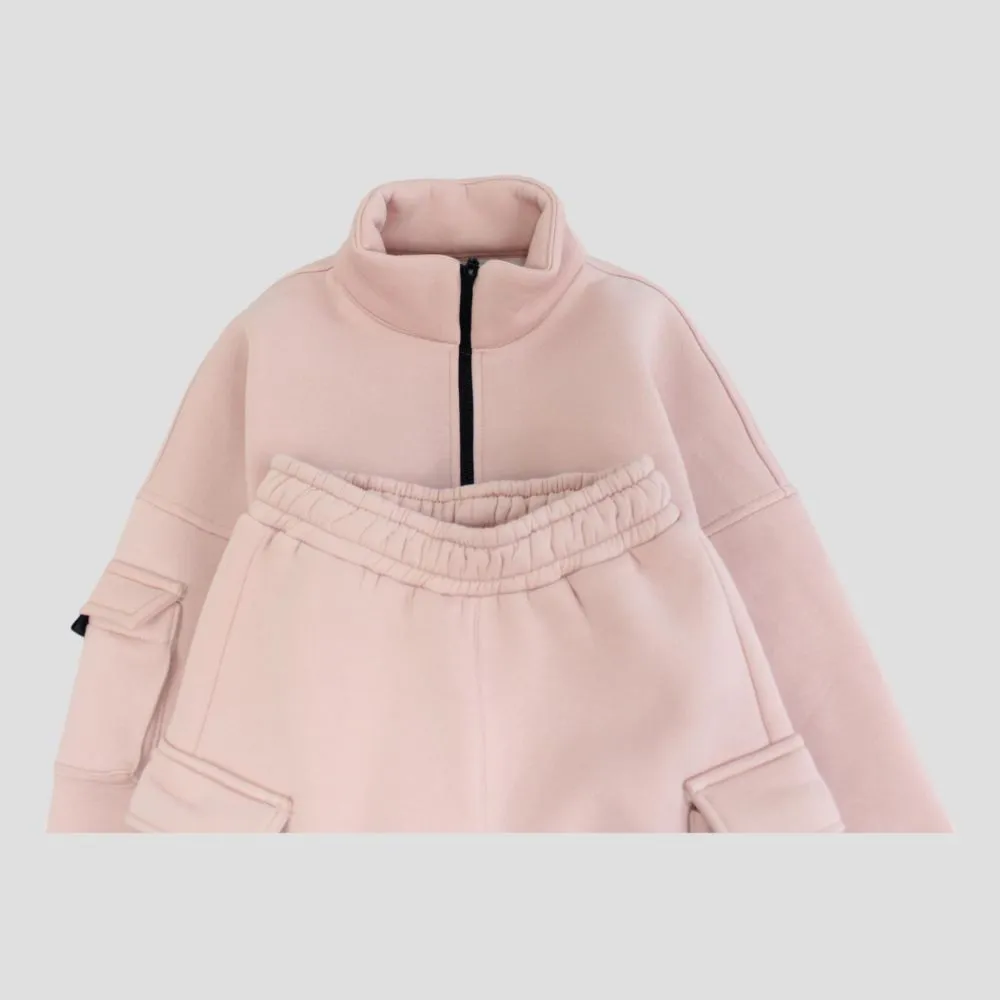 Plain Fleeced 2-Piece Outfit Set