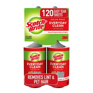 Scotch-Brite Lint Roller, 2 Rollers, 60 Sheets Per Roller, 120 Sheets Total