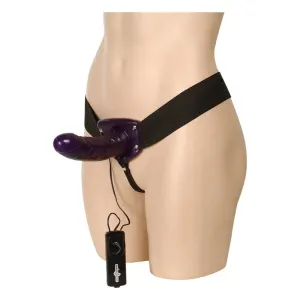 Seven Creations Elastic Purple Vibrating Strap on Dildo