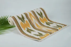 Table Runner In Cotton Ikat - Yellow