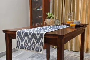 Table Runner In Silk Ikat - Blue