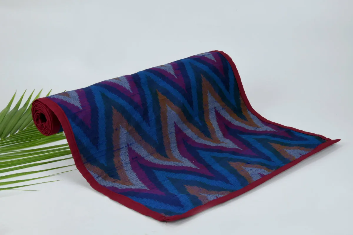 Table Runner In Silk Ikat - Blue