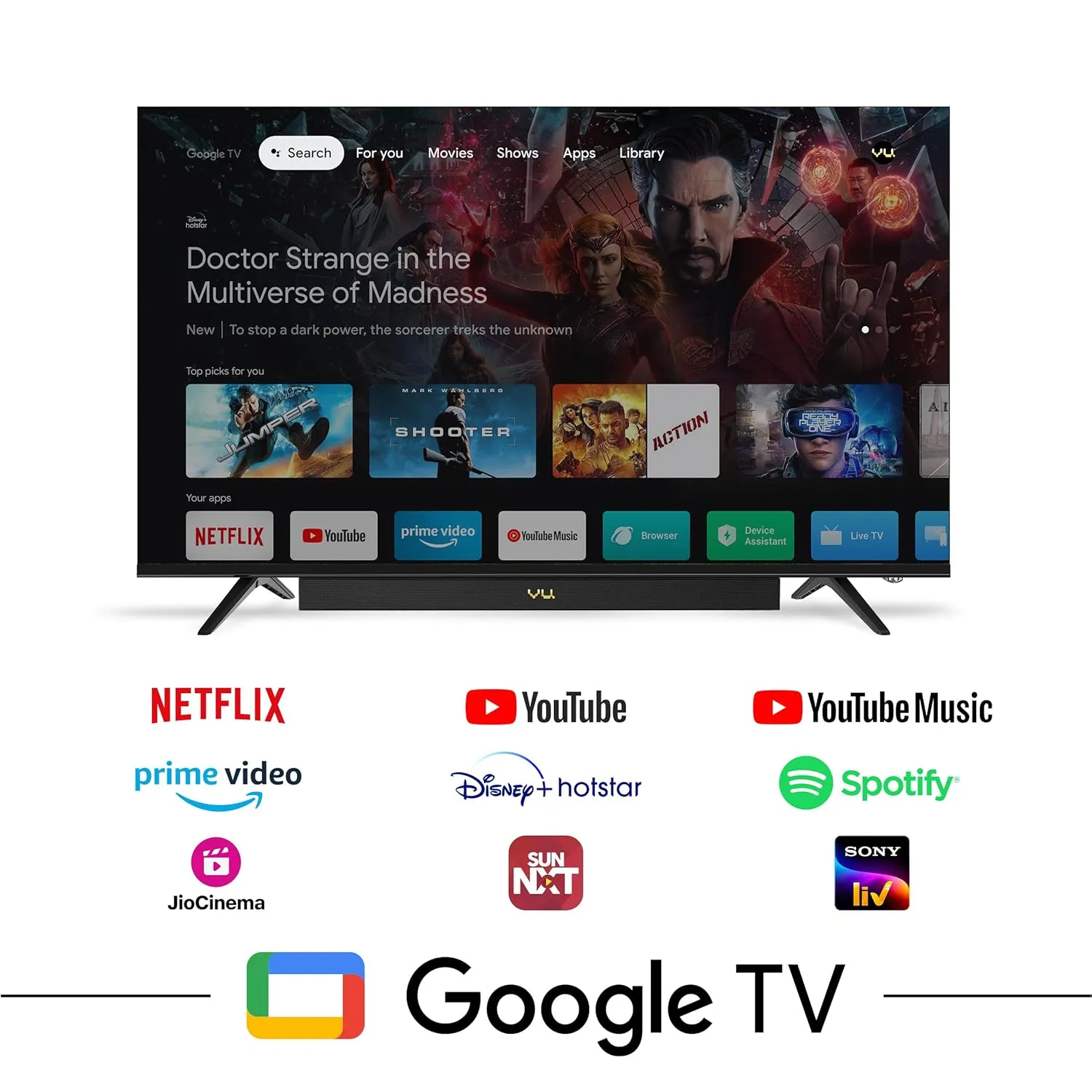 Vu 43 VIBE 3 Years Complete Warranty 108cm (43 inches) Vibe Series QLED 4K Google TV Smart (Black)